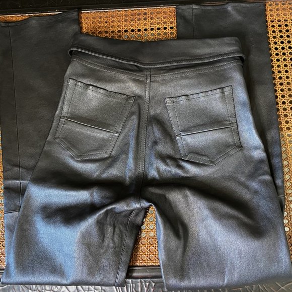 AMIRI BLACK NAPPA LEATHER STRETCH HIGH RISE STRAIGHT LEG PANTS SIZE: 2 (XS) - Picture 9 of 10